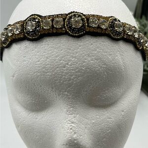 Tassel Samantha Black Gold clear Rhinestones‎ Adjustable Headband New